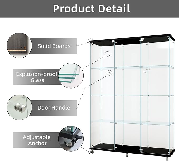 LFT HUIMEI2Y Glass Display Cabinet 12 Shelves
