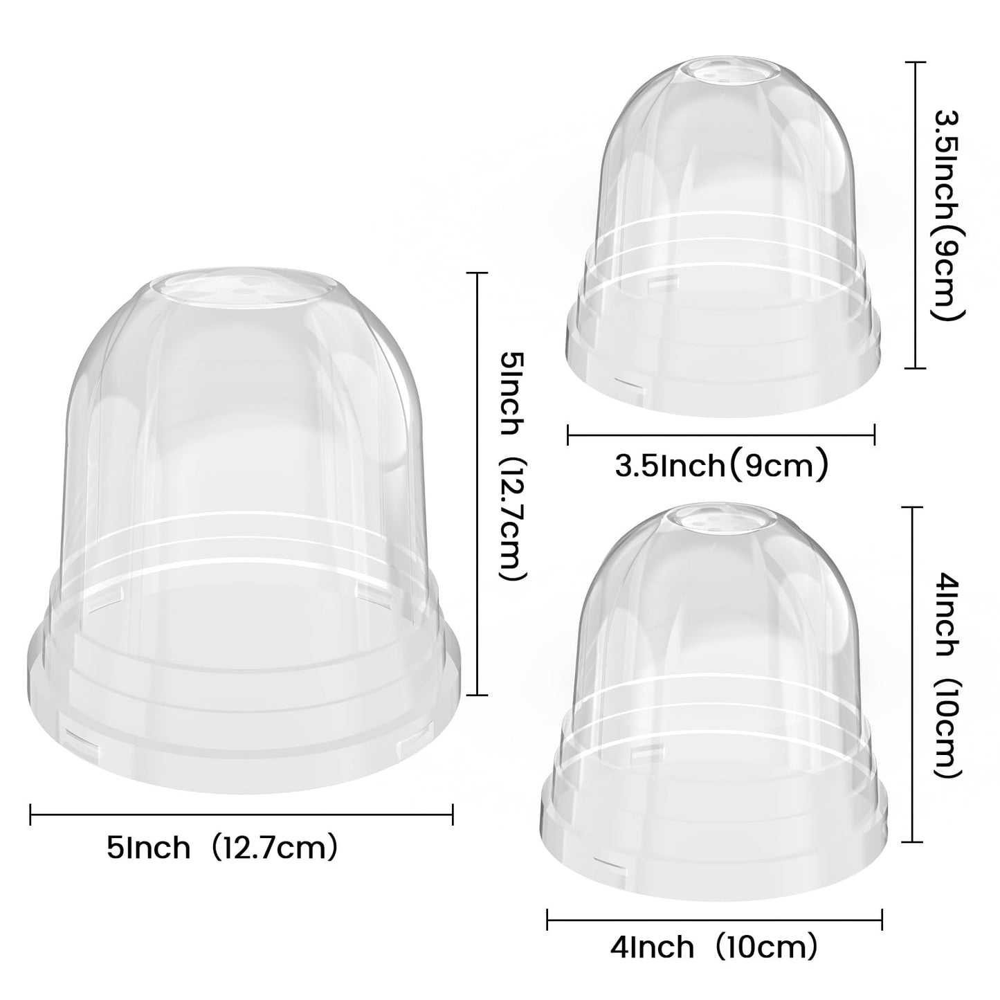 Bluepro 36 Packs 5/4/3.5 Inch Reinforced Clear Nursery Pots with Drainage Hole, Transparent Variety Pack Plastic Plant Pot Seedling Planter for Vegetable Propagation, Root Cutting, Seed Starting