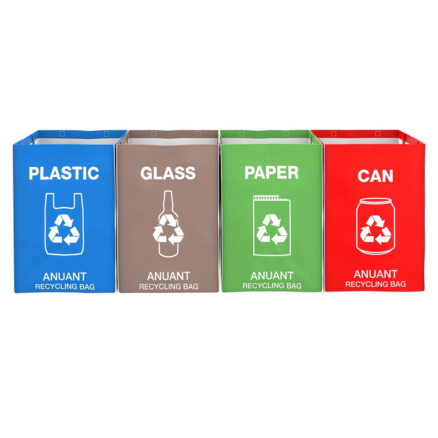 ANUANT Separate Recycling Waste Bin Bags for Kitchen Office in Home - Large Size Sturdy Double Handles 10 Gallon Recycle Garbage Sorting Bins