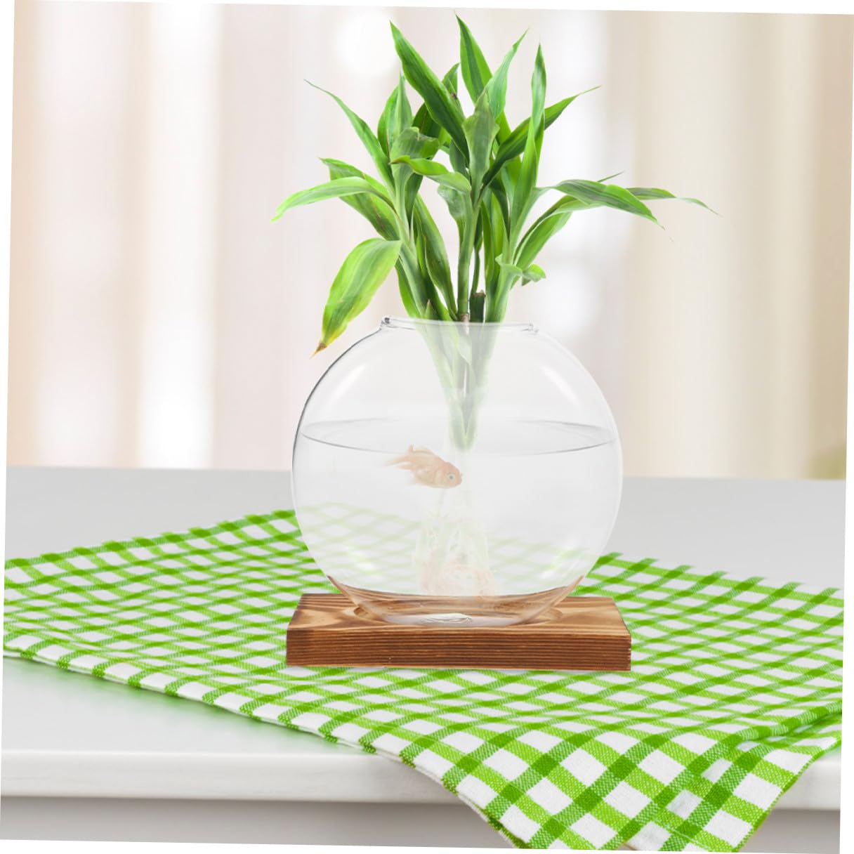 Artibetter 2pcs Hydroponic Glass Vase with Wooden Base, Hydroponic Plants Planter for Indoor Propagation, Home and Office Plant Terrarium Station