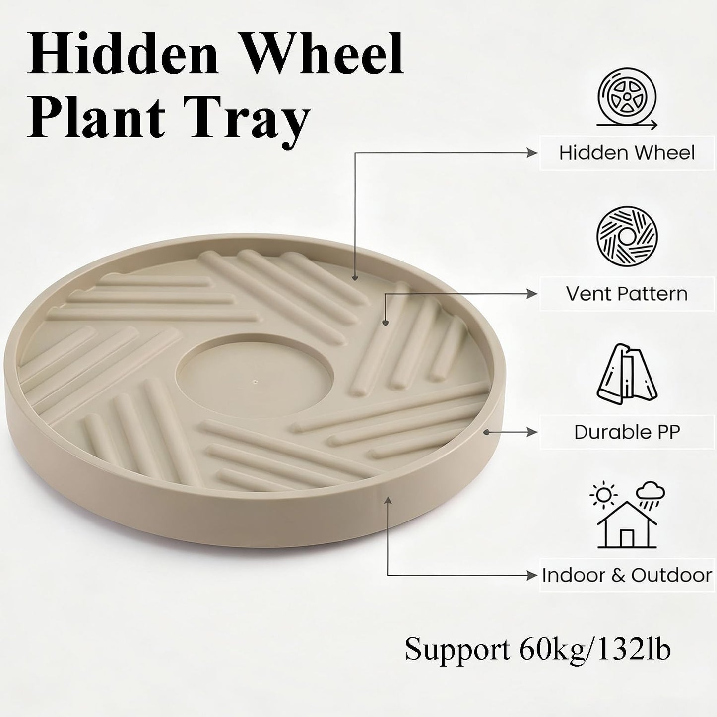 Tulpeed Plant Caddy with Hidden Wheels 3 Pack 10 Inch Rolling Plant Stand with Wheels Heavy Duty Plant Dolly Roller Base with Wheels Round Flower Pot Rack Holder Planter Trolley Tray, Mocha