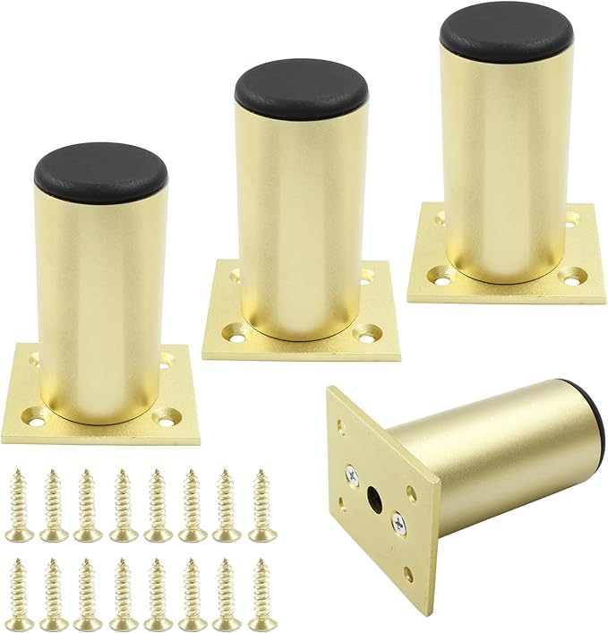 Set of 4 Aluminum Alloy Furniture Legs 3 Inch Height, 1.5 Inch Diameter