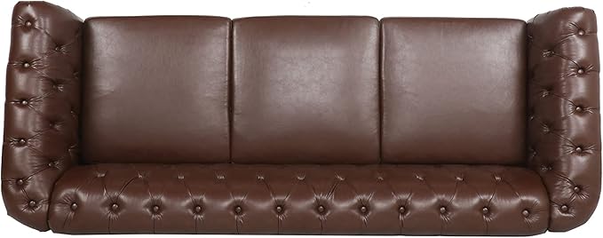 LEVNARY Chesterfield Sofa, Classic Tufted Upholstered Leather Couch, Modern 3