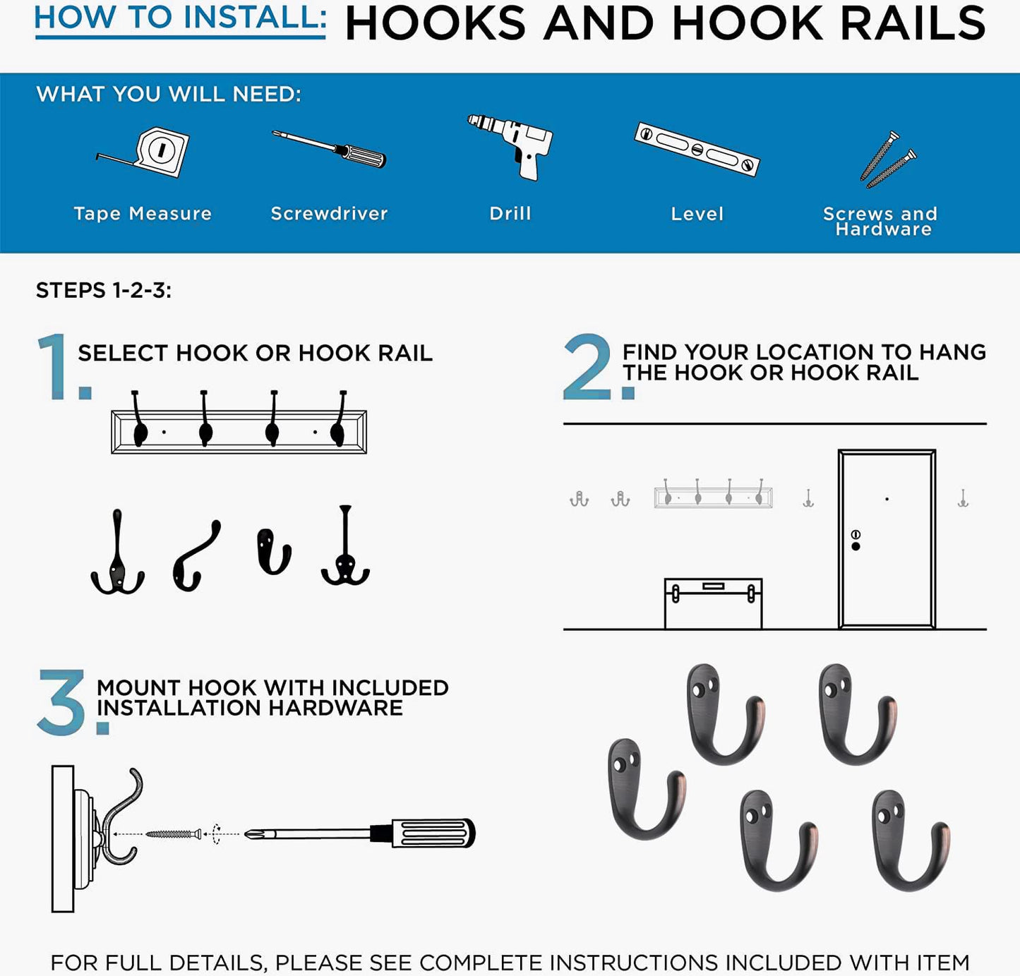 5 Pack Piece Single Prong Robe Hook, Farmhouse 1.8 Inch Coat Hooks Oil-Rubbed Bronze