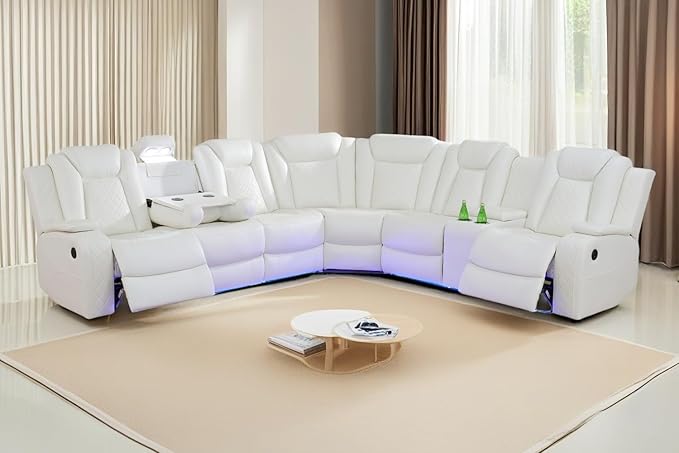 A Ainehome Power Furniture Reclining Sectional Sofa Set, Living Room Power