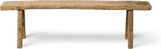 Artissance 20" H Vintage Noodle Bench 5-5.5ft Long Weathered Natural