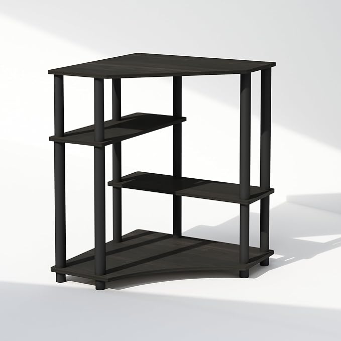 Furinno Turn-N-Tube Storage Shelves, 4-Tier Corner Shelf, Toolless Assembly
