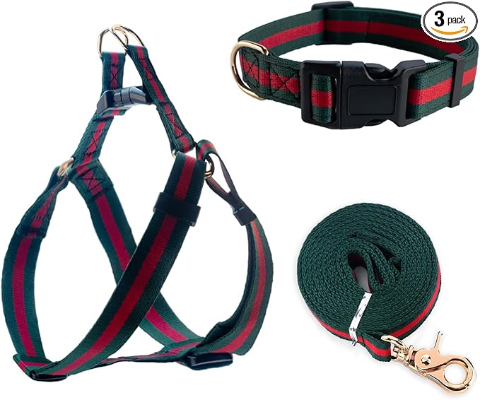 Premium and Stylish Dog Collar Harness and Leash,Soft Comfortable，Chest Adjustable Pet Harness,Luxury Fashion Dog Harness Leashes Set Gift for Big Dogs