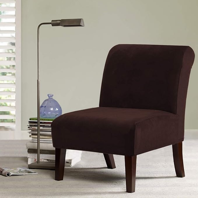 H.VERSAILTEX Armless Accent Chair Covers Thick Velvet Armless Chair Slipcovers