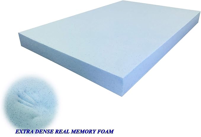 Dogbed4less High Density Solid Blue Cooling Gel Infused Memory Foam Pad Dog Pet Bed + Internal Waterproof Cover (41x27x4 Inches)