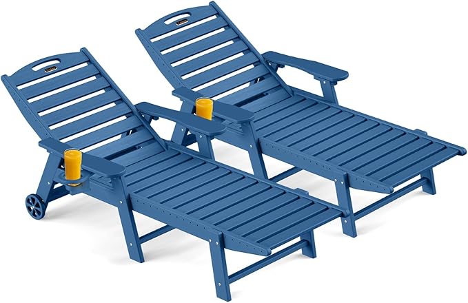 Ciokea Outdoor Chaise Lounge Chair Set of 2, Patio Lounge Chairs