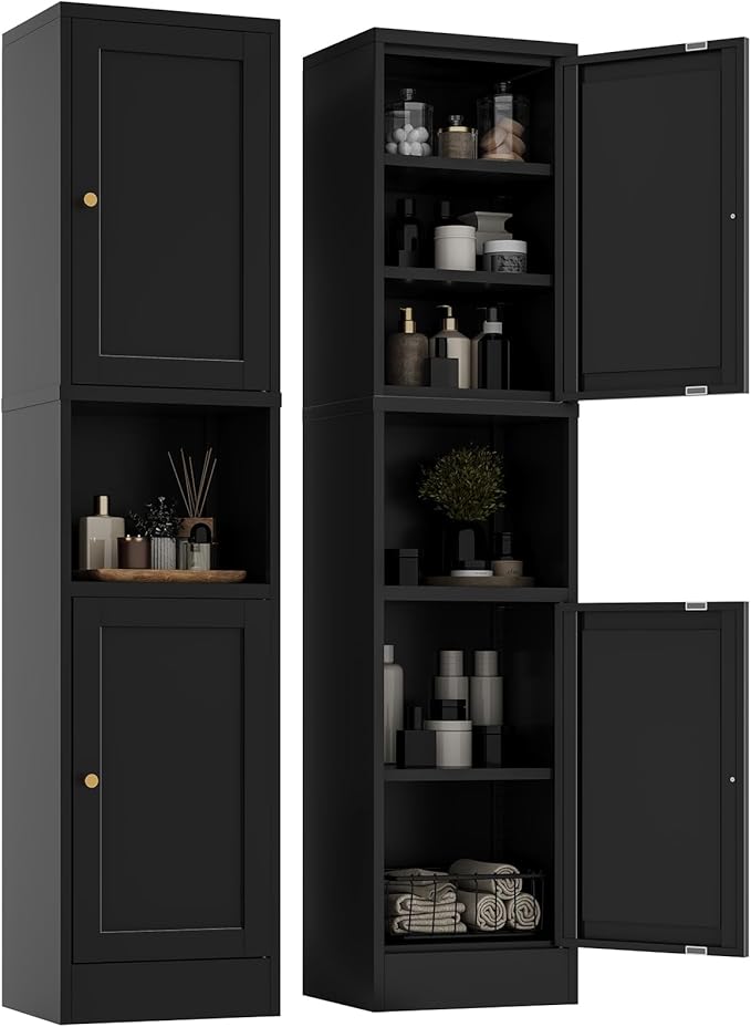 YAUWOH 2-Door Metal Storage Cabinet, Tall Slim Pantry Organizer