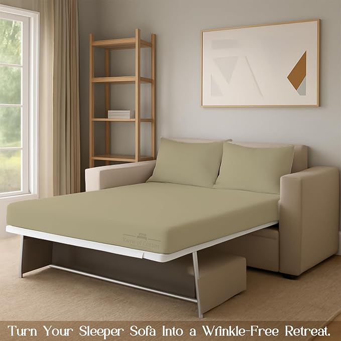Sleeper Sofa Bed Sheet, 100% Cotton 400 Thread Count, 4 Piece Set, Deep Pocket