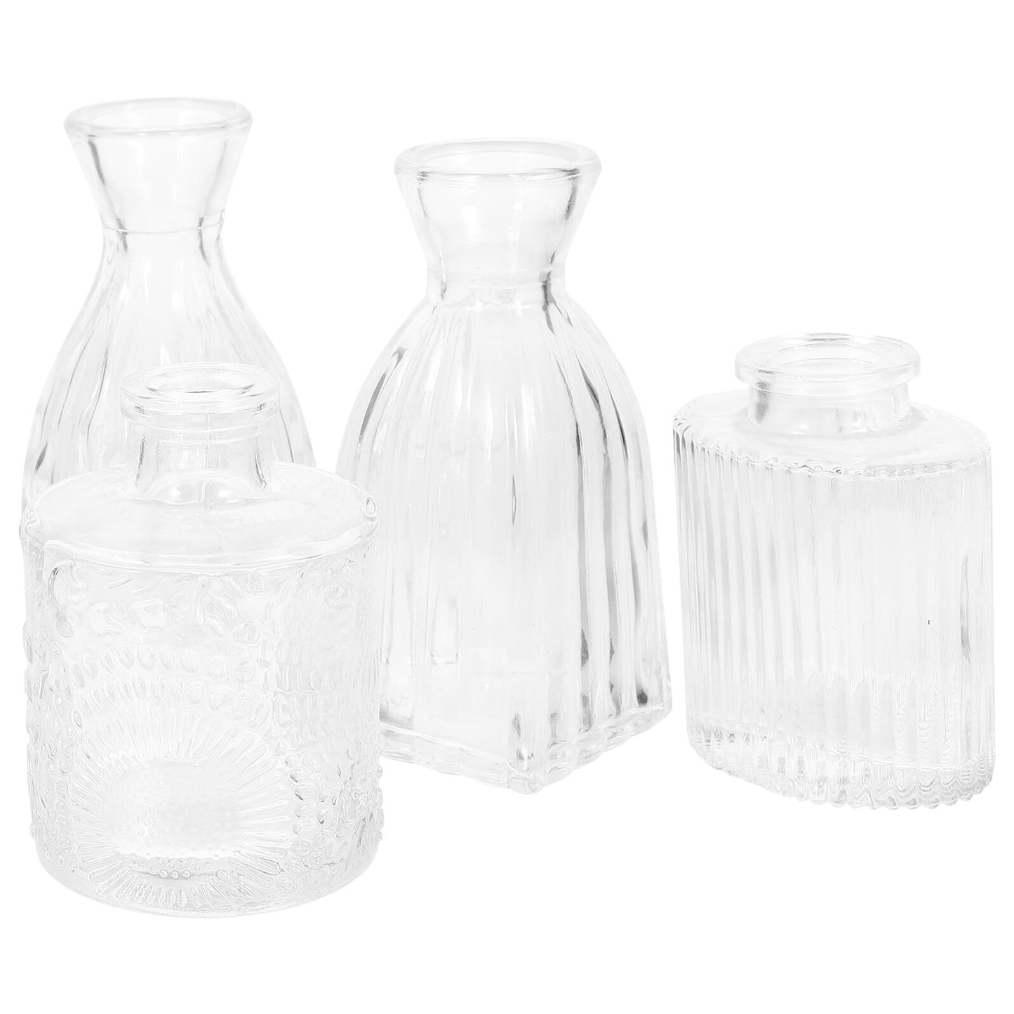 JECOMPRIS 4pcs Creative Glass Flower Vases Set, Unique Indoor Terrarium Vase for Desktop Home Décor, Glass Container for Hydrating Green Plants and Flowers
