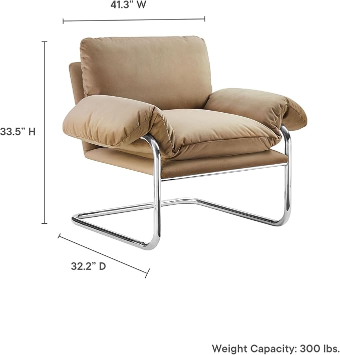 Modway Ansel Performance Velvet Accent Chair in Taupe