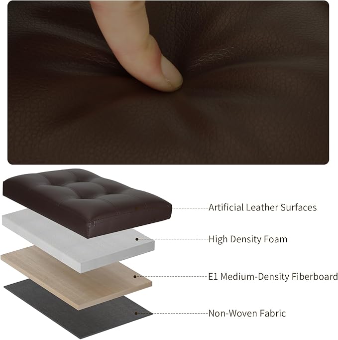 BelugaHelper Storage Ottoman Foot Rest Stool, Foldable Leather Footstool