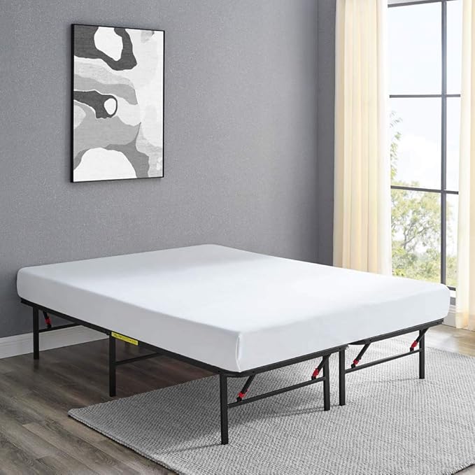 Amazon Basics Bed Frame with Ample Underbed Storage, Foldable Metal Platform