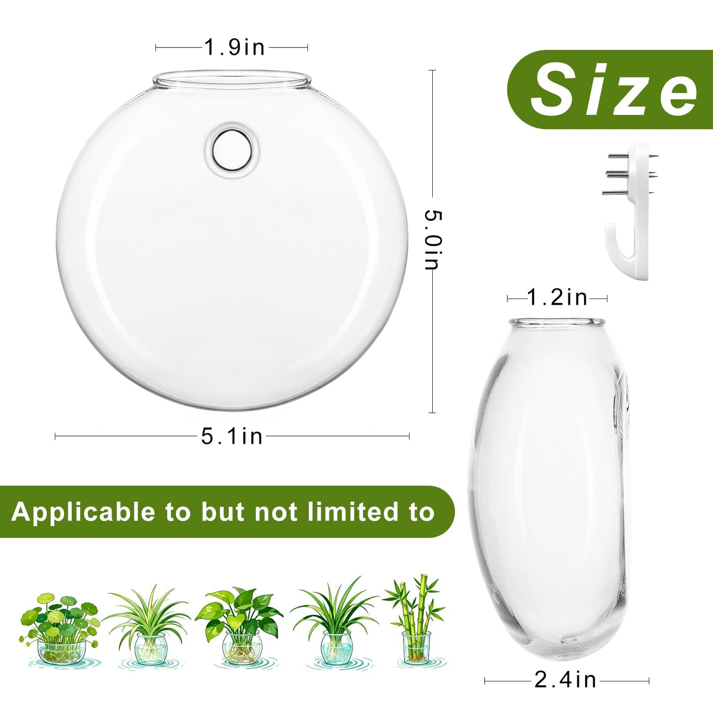 onepeng 4Pcs Wall Hanging Planter Propagation Stations Glass Terrariums Vase for Hydroponics Plants, Bathroom, Home Office Living Room Decor Gift