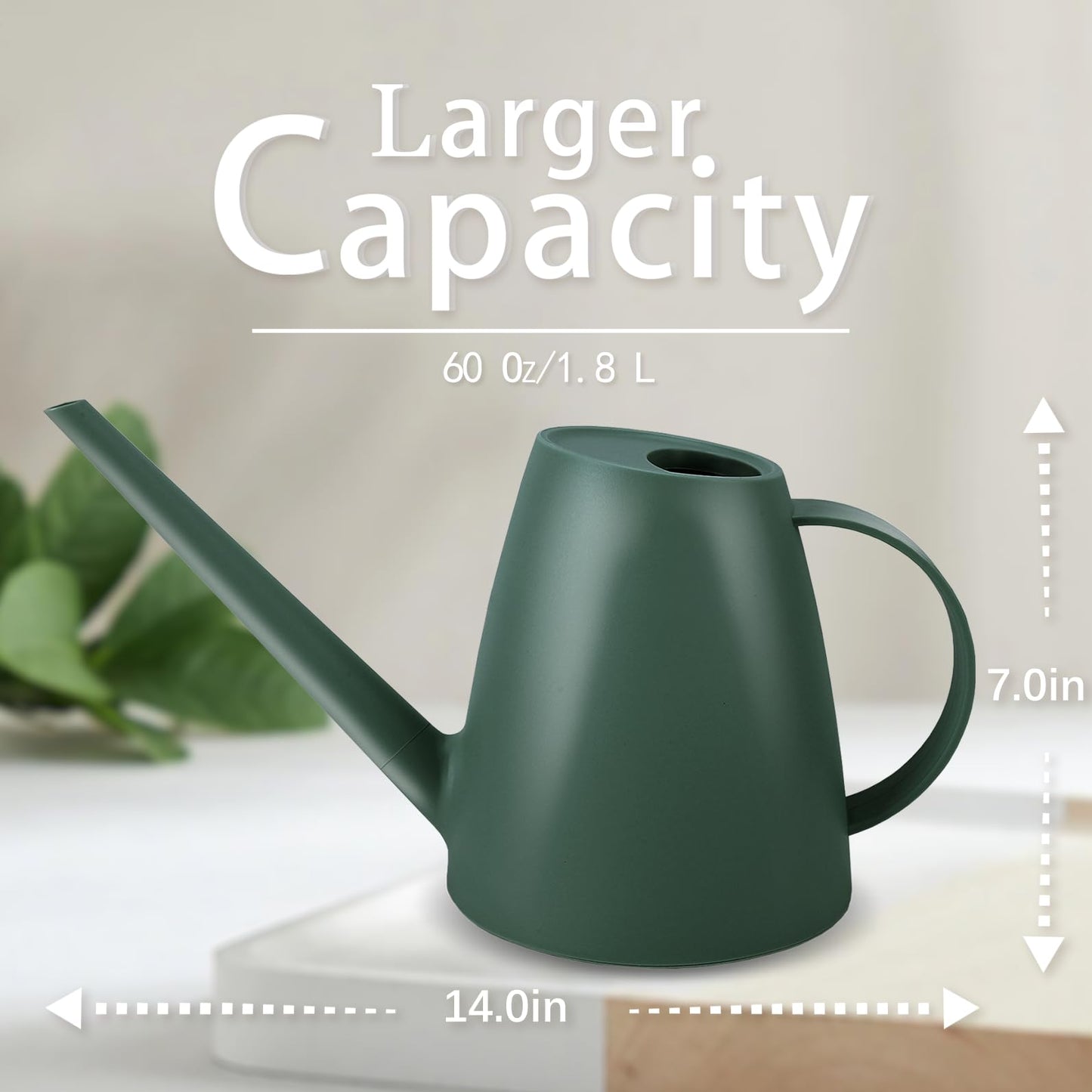 Watering Can for Indoor Plants, Small Watering Cans for House Plant Garden Flower, Long Spout Water Can for Outdoor Watering Plants 1. 8L 1/2 Gallon (Dark Green)