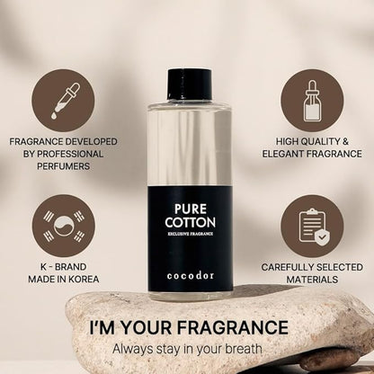 COCODOR Reed Diffuser Oil Refill/Pure Cotton/6.7oz(200ml)/1 Pack/Aroma Therapy, Home Fragrance, Scented Oils, Oils for Reed Diffuser, Office Décor, Decoration