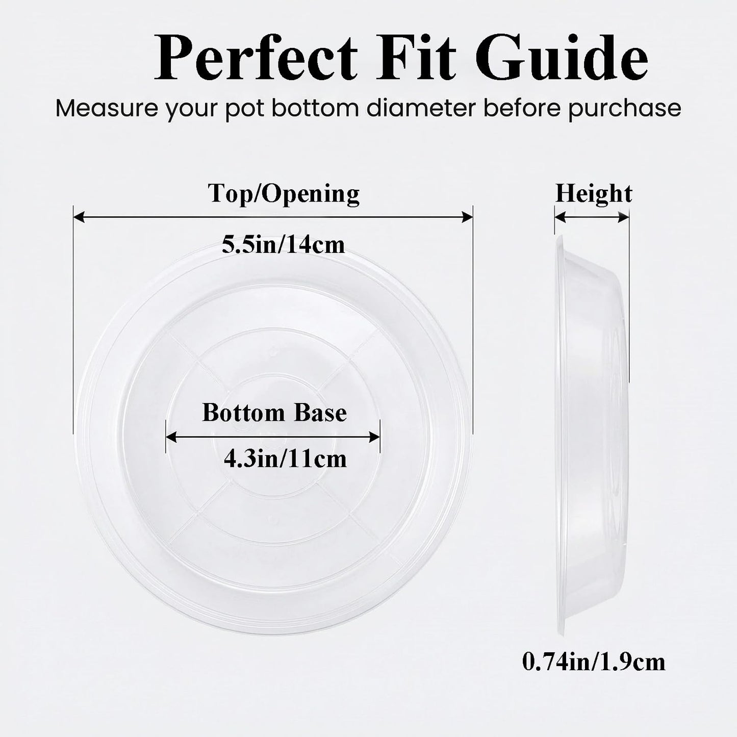 Tulpeed 50 Pack Clear Plant Saucer 5 Inches Plant Trays for Pots Plastic Round Drip Trays Flower Pot Saucers Black Planter Water Tray Plant Drainage Tray