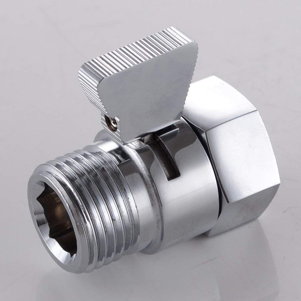 Aquafaucet Water Flow Control Valve Water Pressure Regulator Hand Shower & Bidet Sprayer Control Shut Off Valve Showerhead Brass Turn off Valve Polished Chrome G1/2 Standard Connection