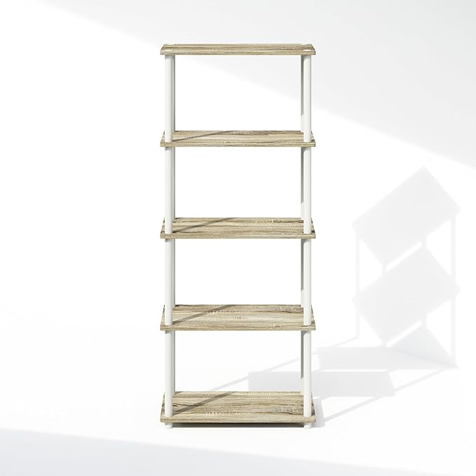 Furinno Turn-N-Tube Book Shelf, 5-Tier Bookshelf, Bookcase