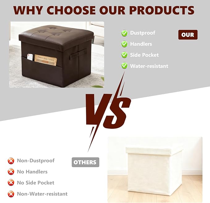 ALASDO Storage Ottoman Footrest Stool Small Ottoman