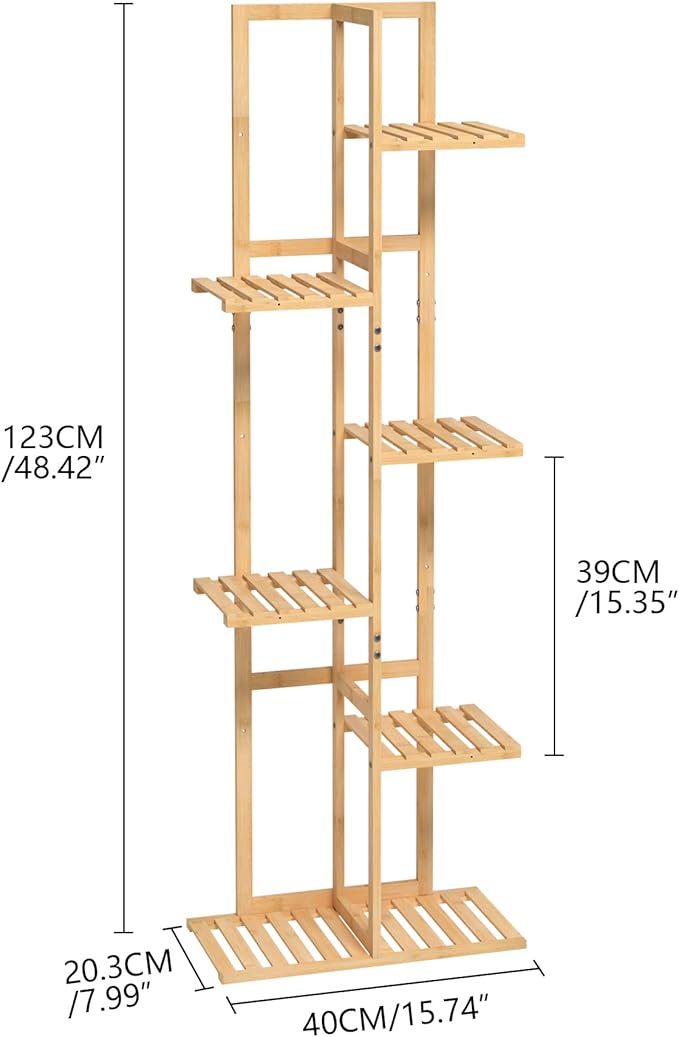 Laiensia Bamboo Plant Stand Rack 6 Tier, Indoor&Outdoor Planter Display Shelves