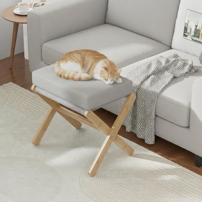 BAMBOOHOMIE Foldable Foot Stool Ottoman, Modern Foot Rest