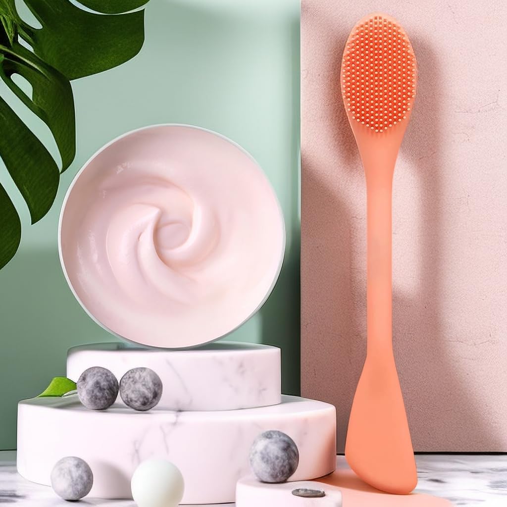 Facial Cleansing Brush, 2 in 1 Silicone Face Mask Brush & Face Scrubber, For Exfoliating, Massaging, Remove Blackheads, Makeup Skincare Removal, Applicator for Mud, Clay, Body Lotion, DIY Mask