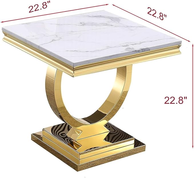 Henf Marble End Table Modern White Faux Marble Sofa Side Table