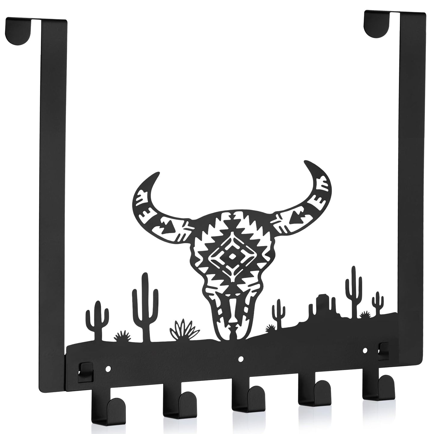 Reallnaive Western Bull Over The Door Hooks Bathroom Decor Wall Hanger Wall Mount Rack Holder for Towel, Hat, Coat, Cloth, Keychain, Bag, Christmas Party Gift