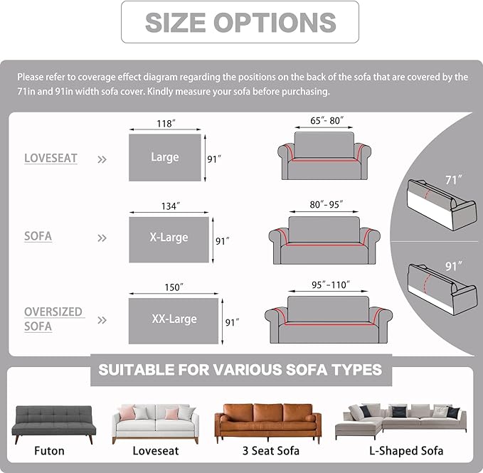 DREAMINGO Sofa Covers Washable Thick Chenille Couch Cover