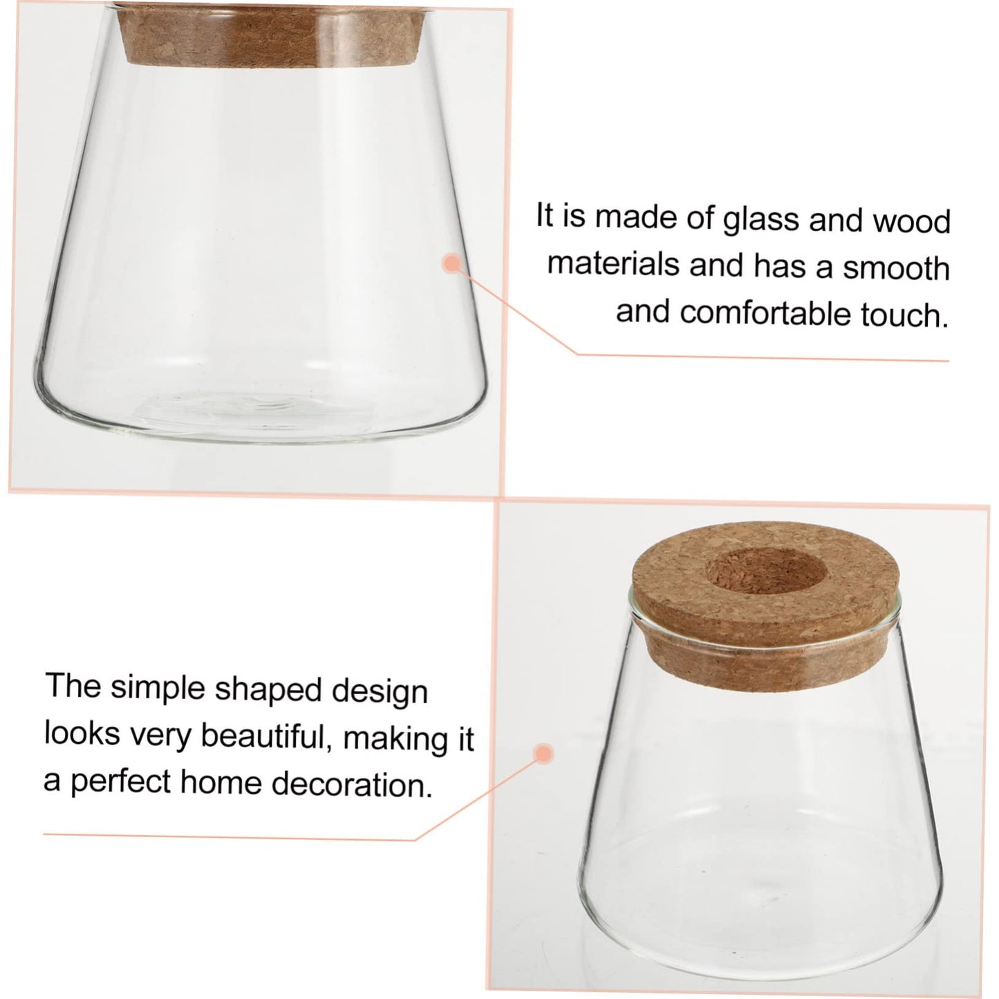 PRETYZOOM 2Pcs Glass Hydroponic Plant Vases for Desktop Home Decoration Clear Smooth Glass Terrarium for Floral Arrangement Office Plant Propagation Jar Unique Design