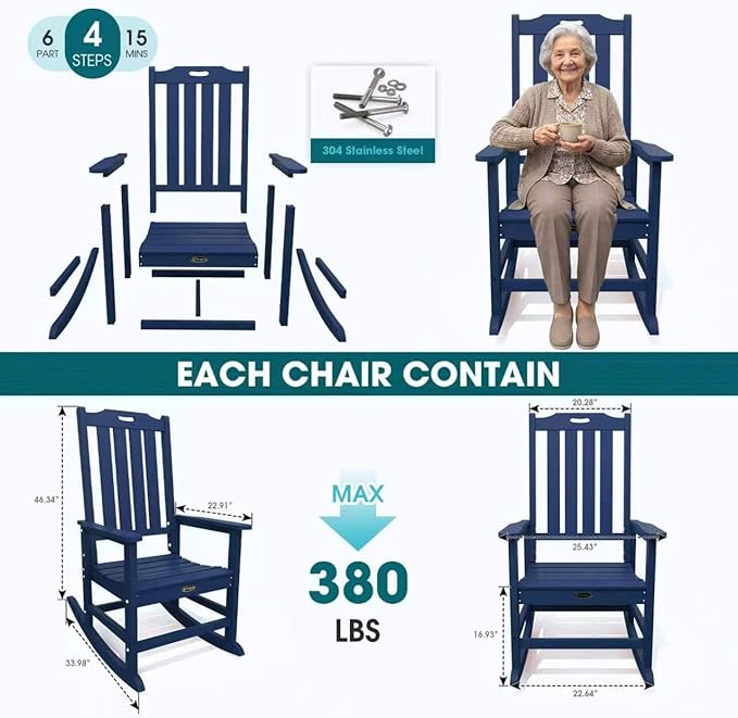 THOEOE Oversized Rocking Chair, Outdoor Rocking Chair