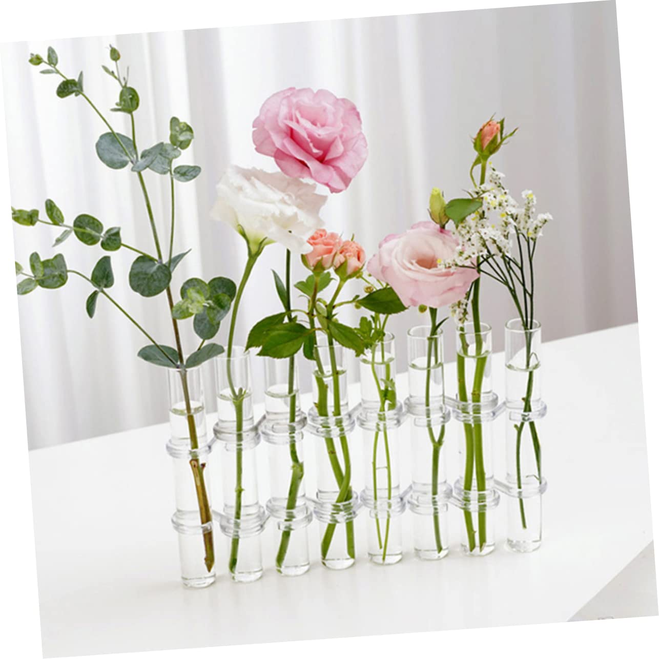 Happyyami Test Tube Glass Vase Set for Hydroponics Propagation Vases for Indoor Plants Decorative Glass Terrarium Planting Kit Home and Office Decor