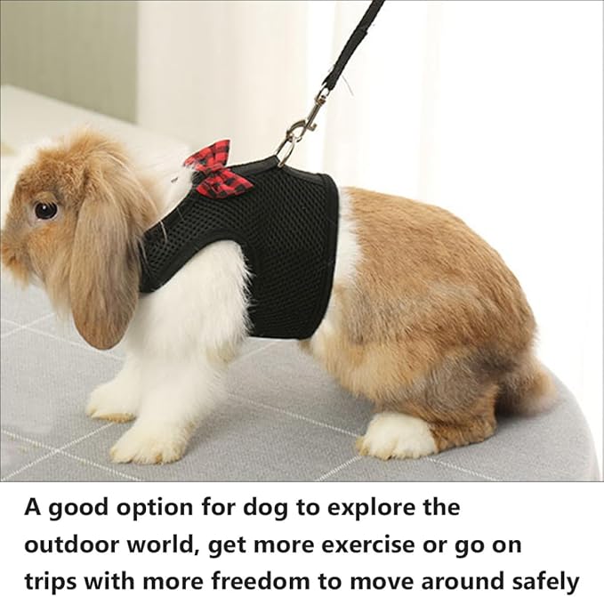 TOYANDONA Pet Vest Harness Soft Breathable Mesh Chest Strap, Black L Size 35-40cm, Adjustable Small Animal Harness for Rabbits Guinea Pigs Squirrels, Lightweight Pet Supplies