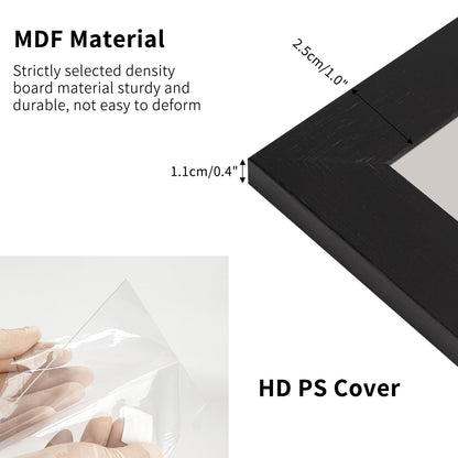 PETAFLOP Picture Frames 4 by 6 7 Pack, Black 4x6 Photo Frames Set for Wall Tabletop Horizontally or Vertically Display