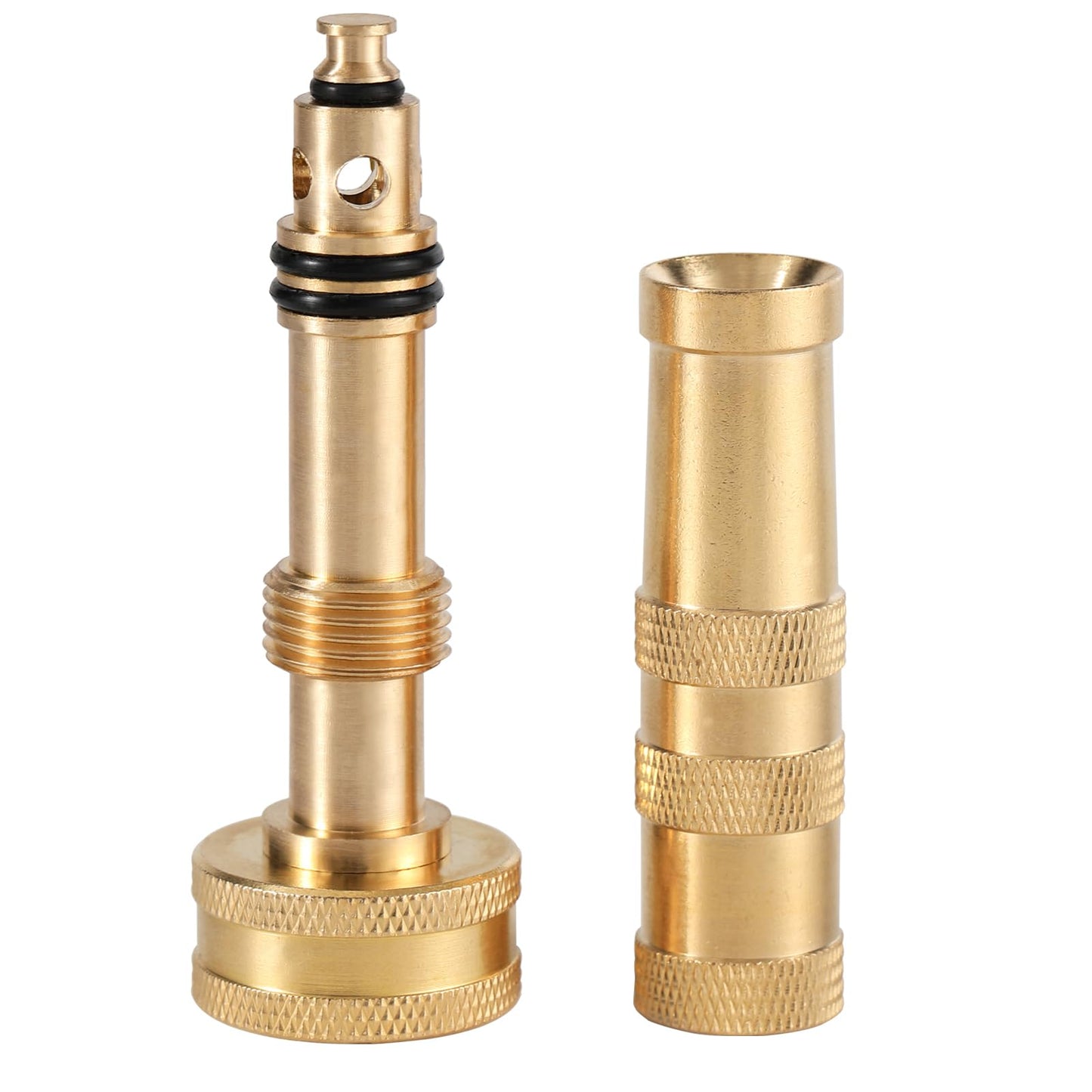 EBH Adjustable Heavy Duty Brass Garden Hose Nozzle - High Pressure Jet Nozzle, 135° Elbow and Comfort Grip with Hose Shut Off Valve, 3/4” GHT Nozzle for Garden Hoses and Car Washes