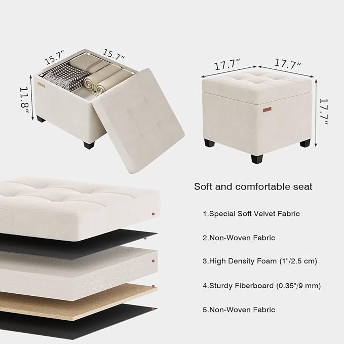 ABHENG Velvet Cover Steel Frame Ottoman