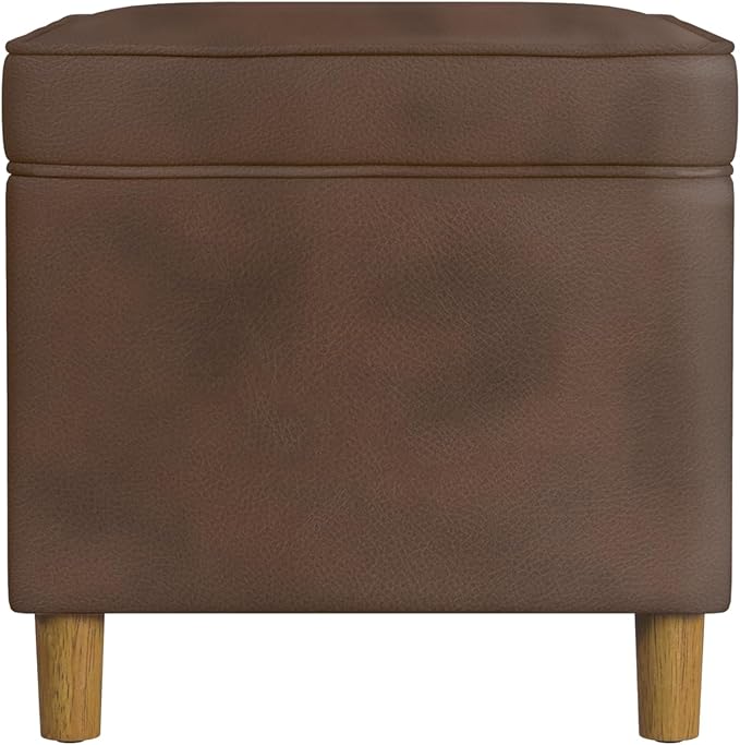 HomePop - Dinah 24" Storage Ottoman- Brown Faux Leather
