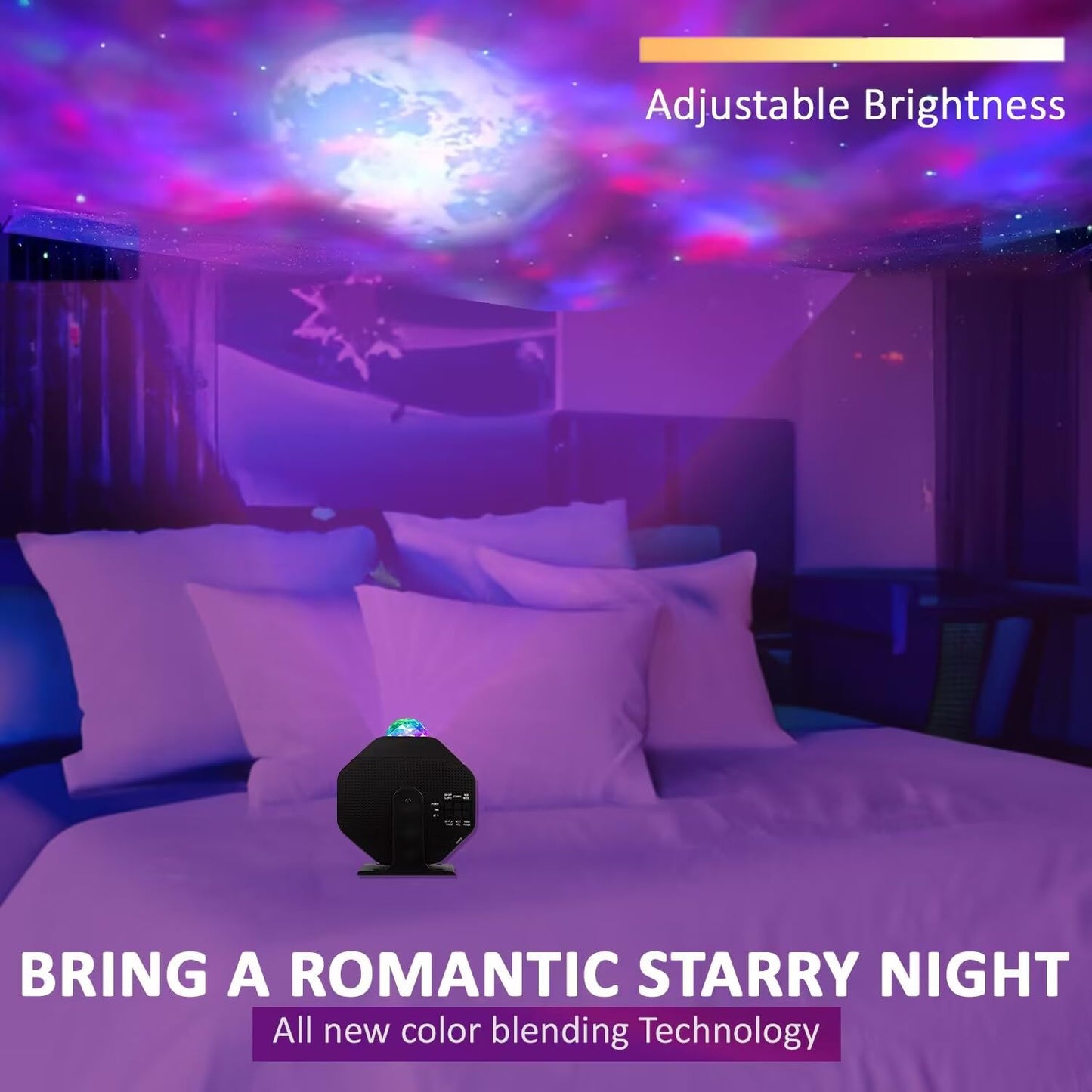 FARSAIL Galaxy Star Projector Night Light with Bluetooth Speaker and Voice Control for Bedroom, 5 Customized Patterns for Different Festivals - Moon, Birthday, Christmas, Halloween, Valentine's Day