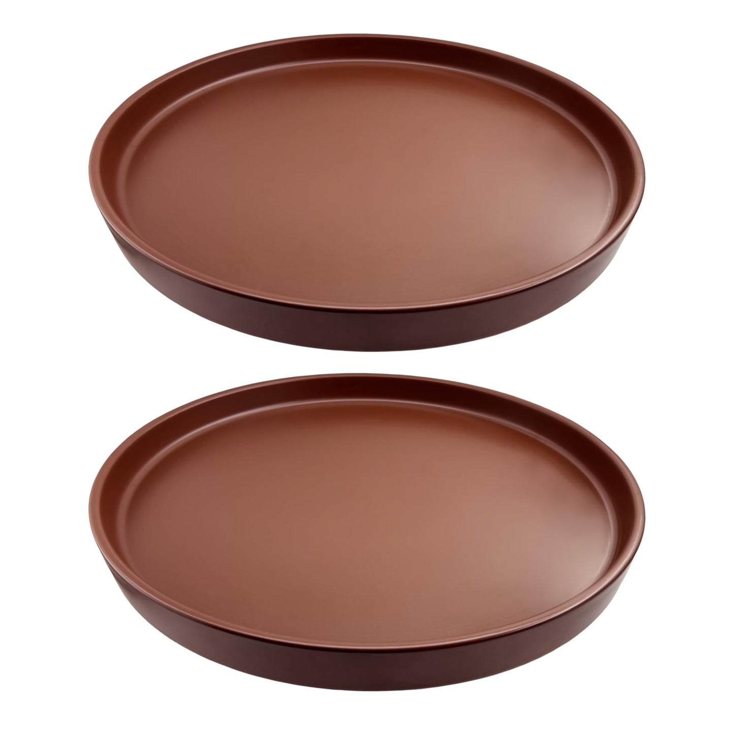2 Pack Ceramic Plant Saucer Pot Tray 6 Inch, Planter Saucers 4 5 6 7 8 9 10 11 12 13 Inch for Indoors Outdoor, Durable Sturdy Flower Drainage drip Water Tray for Glazed Pots Base (6.4 Inch-Brown)