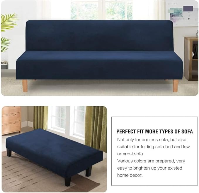H.VERSAILTEX Real Velvet Futon Cover Armless Sofa Covers Sofa Bed Covers