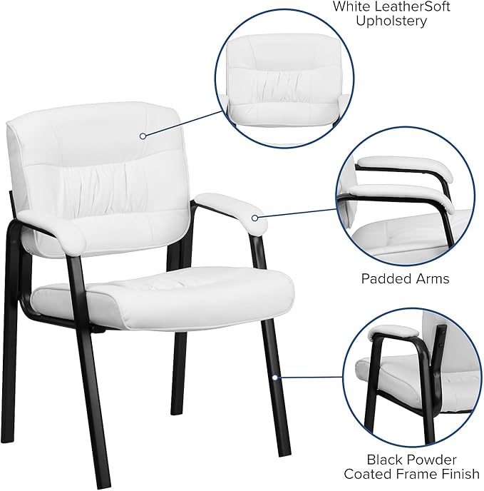 Flash Furniture Haeger White LeatherSoft Executive Side Reception Chair
