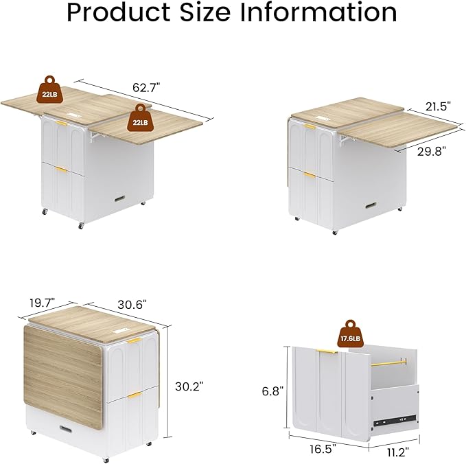 ModernMate 3-in-1 Folding Desk & File Cabinet, Fluted Multi-Storage Workspace
