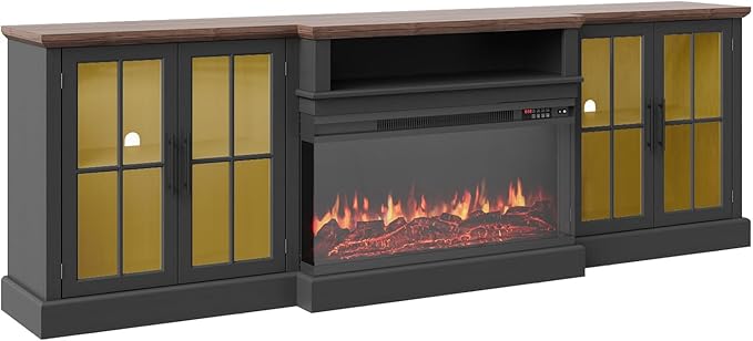 98" Farmhouse TV Stand with 36" Fireplace