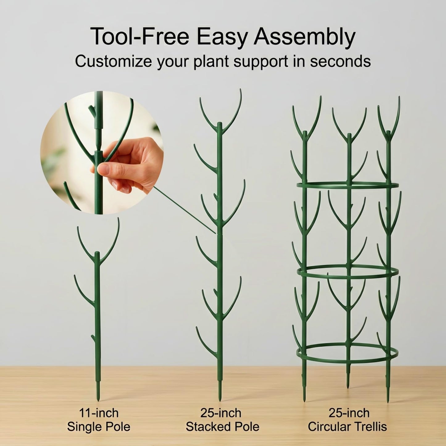 20-Pack Monstera Plant Support Stakes - Stackable Sticks for Indoor Plants up to 46" - Outdoor Garden Poles & Trellis with Tape & Twist Tie for Climbing Vines