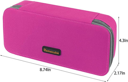 Homecube Large Capacity Pencil Case Oxford Cloth Bag Storage Pouch Marker Pen Pencil Cute Stationery Organizer Bag Holder with Zipper for Middle High School & Office Boy Girl Teen - Rose Red